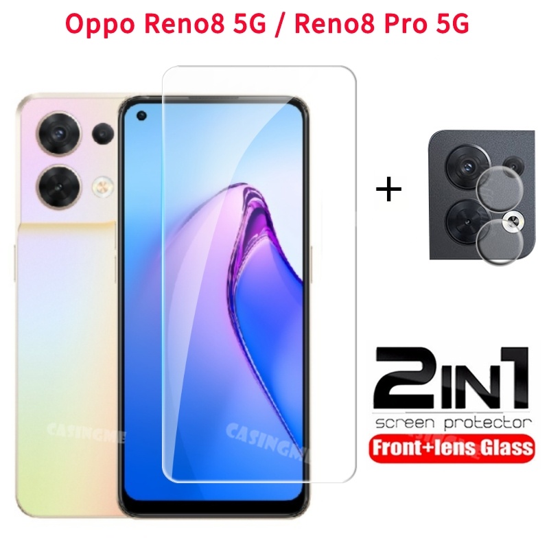 2 in 1 ฟิล์มกระจกนิรภัยกันรอยหน้าจอ เลนส์ด้านหลัง แบบเต็มจอ สําหรับ Oppo Reno8 5G 8Pro Reno 7 4G 8 Pro 7Z Reno7 Z 5G