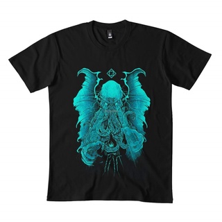 เสื้อยืดอินเทรนด์ผู้ชายอินเทรนด์ผู้หญิงเสื้อยืด ลาย Cthulhu DMN สีดําS-3XL