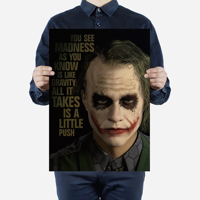 ภาพยนตร์คลาสสิก Dark Knight Joker โปสเตอร์ Wall Art ภาพวาดตกแต่งบ้าน Retro กระดาษคราฟท์สติ๊กเกอร์ติดผนัง