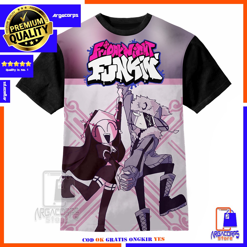 เสื้อยืดเด็ก 3D เสื้อผ้าเด็กพรีเมี่ยม Ruv Art 4 FNF Funkin AUG Distro Clothes - Argacorps Store