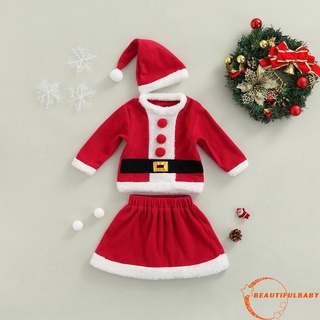 BღBღBaby Christmas Coat + Skit + Hat, Ball Decoration Polar Fleece Festival Celebration Clothing