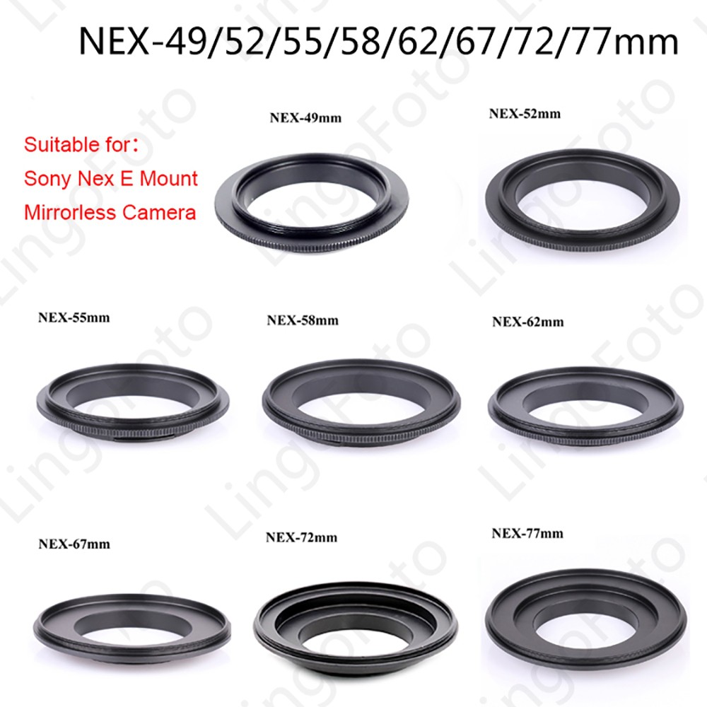 49/ 52/ 55/58/ 62/ 67/ 72/ 77 มม.อะแดปเตอร์เลนส์ถอยหลังมาโครสําหรับ Sony NEX E Mount กล้อง Mirrorless