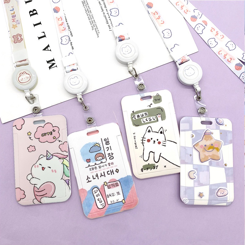 ซองใส่บัตรรถบัส ดึงง่าย พับเก็บได้ น่ารัก พร้อมสายคล้อง สําหรับเด็กนักเรียนอนุบาล