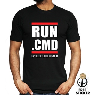 [S-5XL] เสื้อยืดลําลอง ผ้าฝ้าย แขนสั้น พิมพ์ลายโปรแกรมเมอร์ Run Cmd It Funny Nerd Geek แฟชั่นสําหรับผู้ชาย ไซซ์ Sz Xs-3X