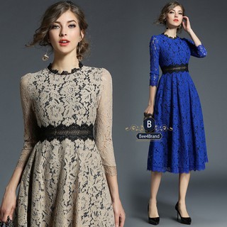 ชุดเดรสผ้าลูกไม้ทั้งชุด Elegant Lace Dress