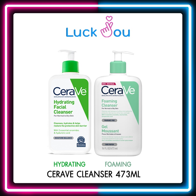 CERAVE Foaming Cleanser / Hydrating Cleanser 473 ML เซราวี คลีนเซอร์ ผลิตภัณฑ์ทำความสะอาดผิวหน้าและผิวกาย