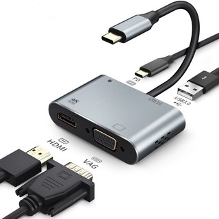 USB C to HDMI Adapter 4IN1 4K Type-C to HDMI / VGA  / USB 3.0 Port + USB C Female Port Converter