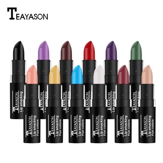 Teayason ลิปสติก เนื้อแมตต์ กันน้ํา ติดทนนาน สีม่วง สีดํา สีเขียว