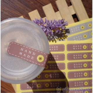 สติ๊กเกอร์ สติ๊กเกอร์ติดถุงขนมหรืออื่นๆ ลาย Hand made ลายกระดุม แบบยาว จำนวน 12 ดวง/แผ่น