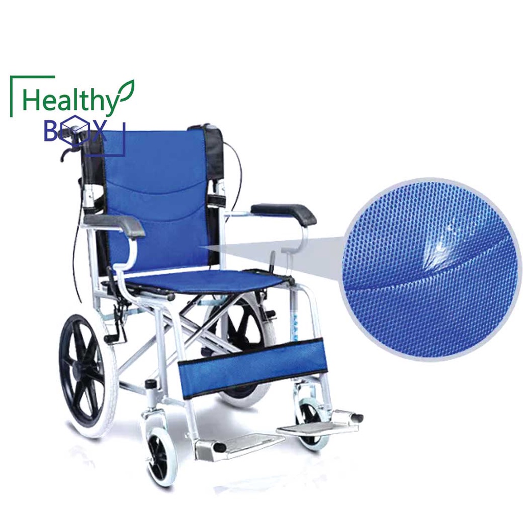 FASICARE รถเข็น สีน้ำเงิน ล้อ16นิ้ว FIC-123BL รถเข็นผู้ป่วย เหล็กพ่นสีเทา น้ำหนักเบา รับน้ำหนักได้ 1