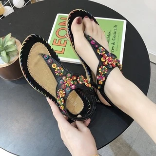 รองผู้หญิงแฟชั่น (พร้อมส่ง) และ Elegant Bohemian รองเท้าแตะส้นแบนแต่งลูกปัด รุ่น ONSC september27_th