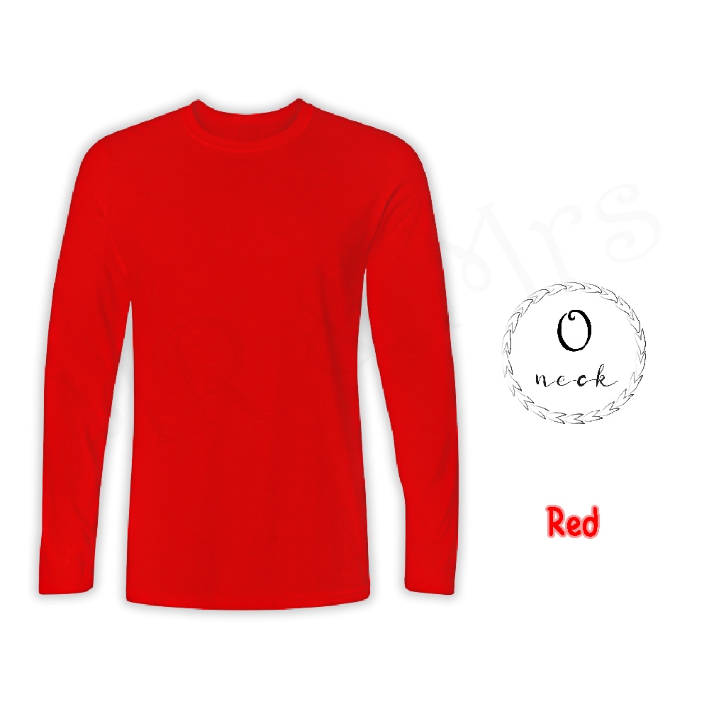 เสื้อยืดสีพื้นคอกลมแขนยาว แฟชั่น Unisex ใส่ได้ทั้งผู้ชาย/หญิง T-Shirt ผ้า Cotton รุ่น แขนยาว (สีแดง) mrmrs_shop