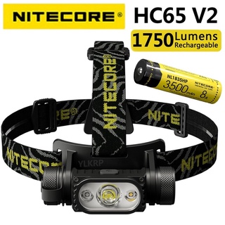 Nitecore HC65 v2 ไฟหน้า LED ชาร์จ USB พร้อมแบตเตอรี่ 3500mAh NL1835LTHP