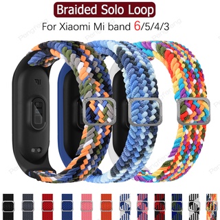 สายรัดข้อมือไนล่อนถัก ยืดหยุ่น ปรับได้ สําหรับ Xiaomi Mi band 8 7 6 5 4 3