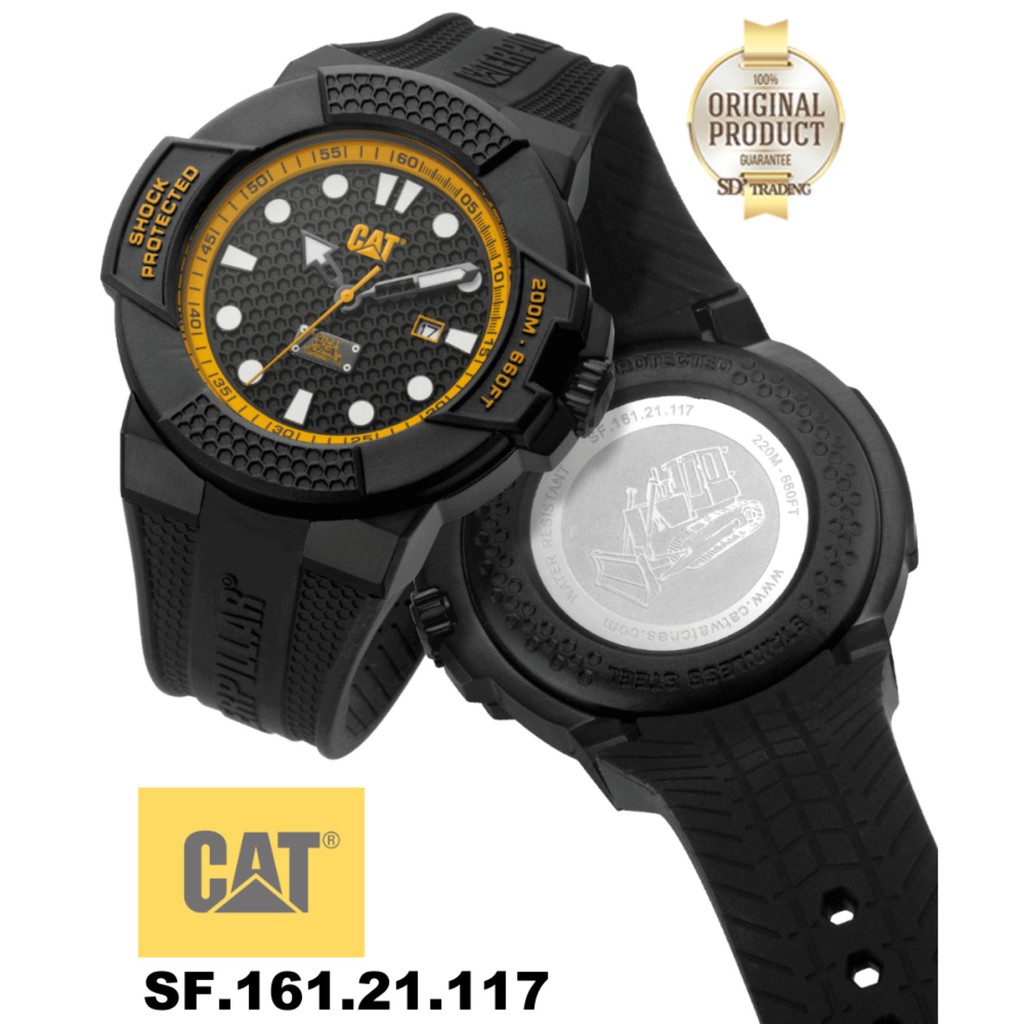 CATERPILLAR WATCHES "CAT" SHOCKMASTER BLACK IP SILICONE รุ่น SF.161.21.117​​​​​​​