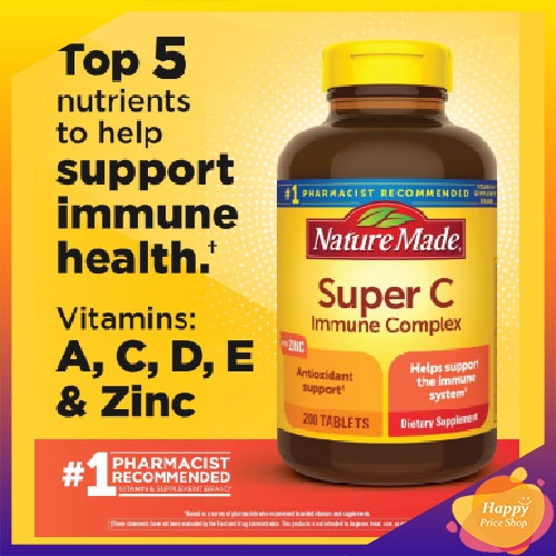 Nature Made Super C Vitamin D3 &amp; Zinc (200 เม็ด)