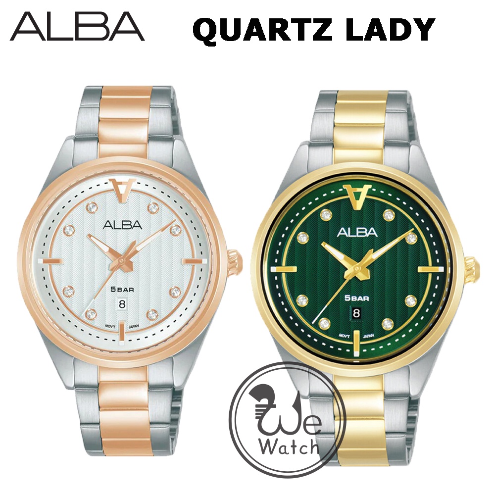 ALBA ของแท้ รุ่น AH7AX4X1 (Pink gold) AH7AX6X1(Green) AH7Z42X นาฬิกาข้อมือผู้หญิง  QUARTZ ใช้ถ่าน ปร