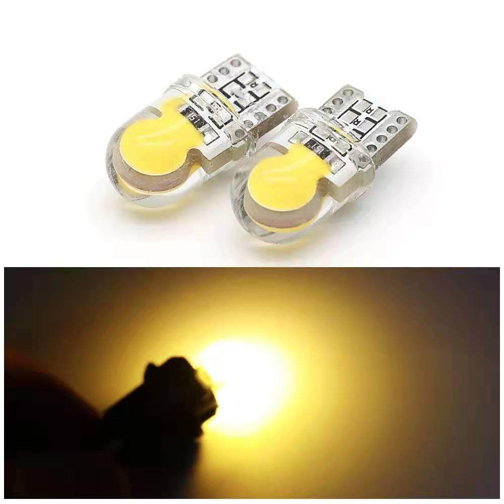 ไฟหรี่LED ขั้วT10 COB2ชิพ ซิลิโคน (สีเหลือง) 2หลอด