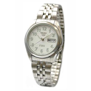 SEIKO 5 Automatic Mens Watch รุ่น SNK377K1 - สีเงิน/สีขาว