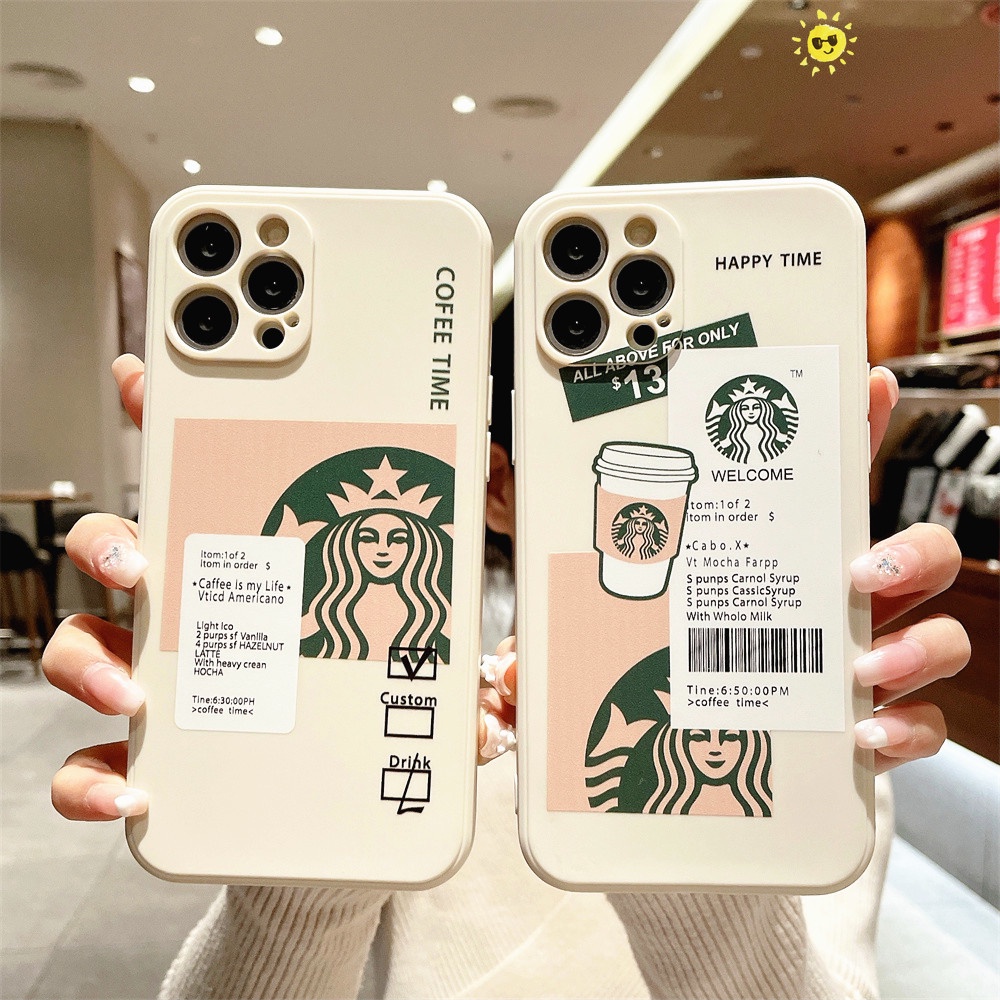 ins Coffee Label Casing OPPO A76 A16K A16 A15 A15S  Reno 5 4 6 7 Pro 6Z 7Z A96 A36 A95 A94 A93 4G A53 2020 A92 A52 Reno 6Z A31 A5 A9 2020 A12 A15S A12e A3s Fashion Pattern Silicone Soft Phone Case Anti-fall Protective Cover