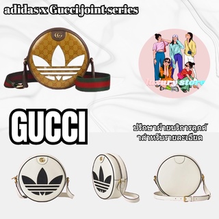 Gucci   adidas x Gucci Opidia Small Shoulder Bag/กระเป๋าสตรี/กระเป๋าสะพายข้าง/กระเป๋าสะพายไหล่/กระเป๋าทรงกลม/รับป