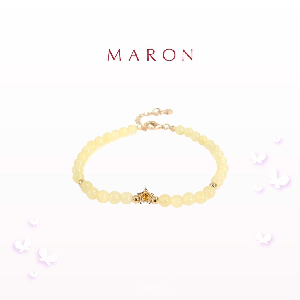MARON - My Lucky Stars Chain Bracelet with Honey Calcite (Citrine) (โซ่เงิน) สร้อยข้อมือหิน [แคลไซต์