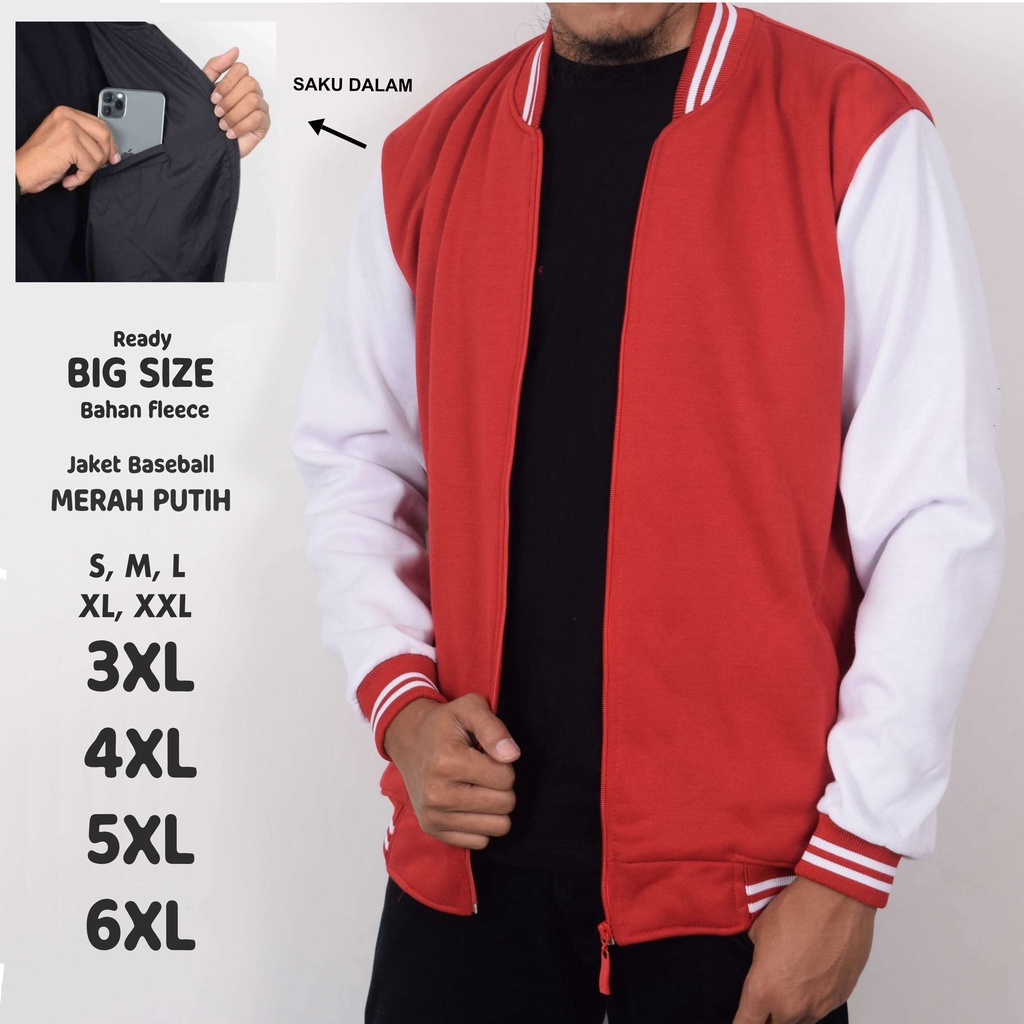 เสื้อแจ็คเก็ตบอมเบอร์เบสบอลสําหรับผู้ชายพร้อมกระเป๋าด้านในจัมโบ้ขนาดใหญ่ SML XL XXL 3XL 4XL 5XL 6XL