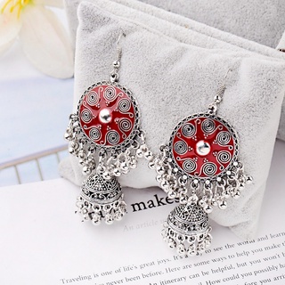 Bohemian Round Jhumka Gypsy Indian Earrings for Women 5 Color Silver Bells Ladies Earrings Egypt Oorbellen