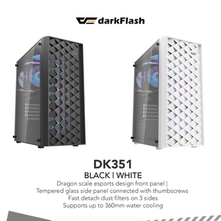 เคสคอมพิวเตอร์ (เคสเปล่า) AIGO DARKFLASH DK351 BLACK / WHITE E-ATX TEMPERED GLASS PC CASE GAMING CHASSIS.