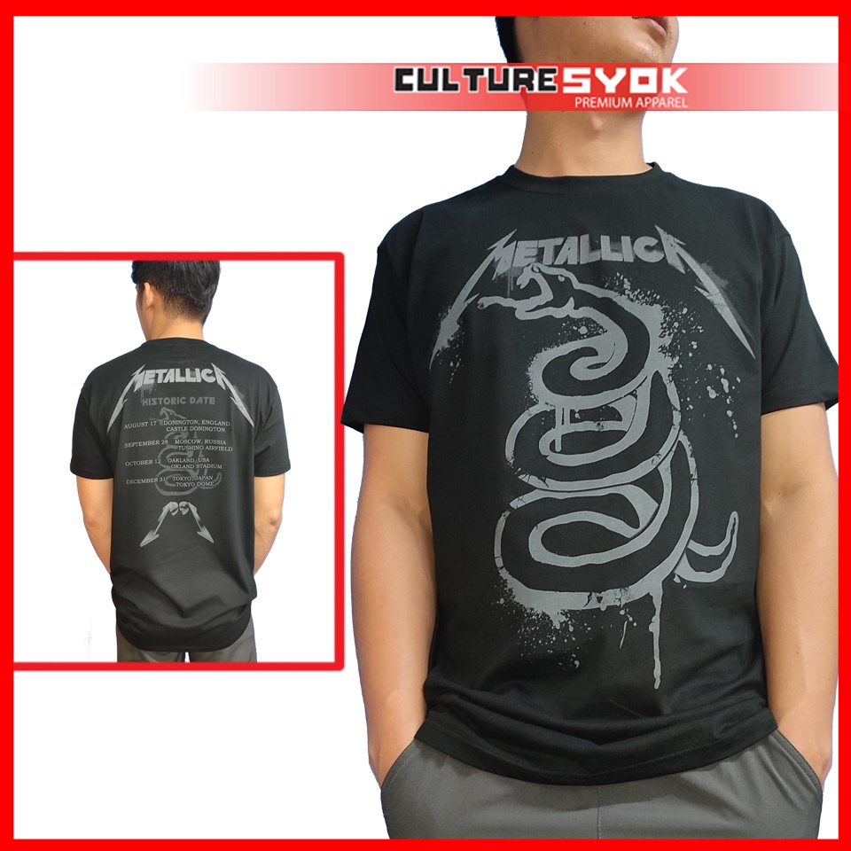 Snake BLACK Album METALLICA Metal T-shirt ผ้าฝ้ายพรีเมี่ยม 100% จาก Culturesyok