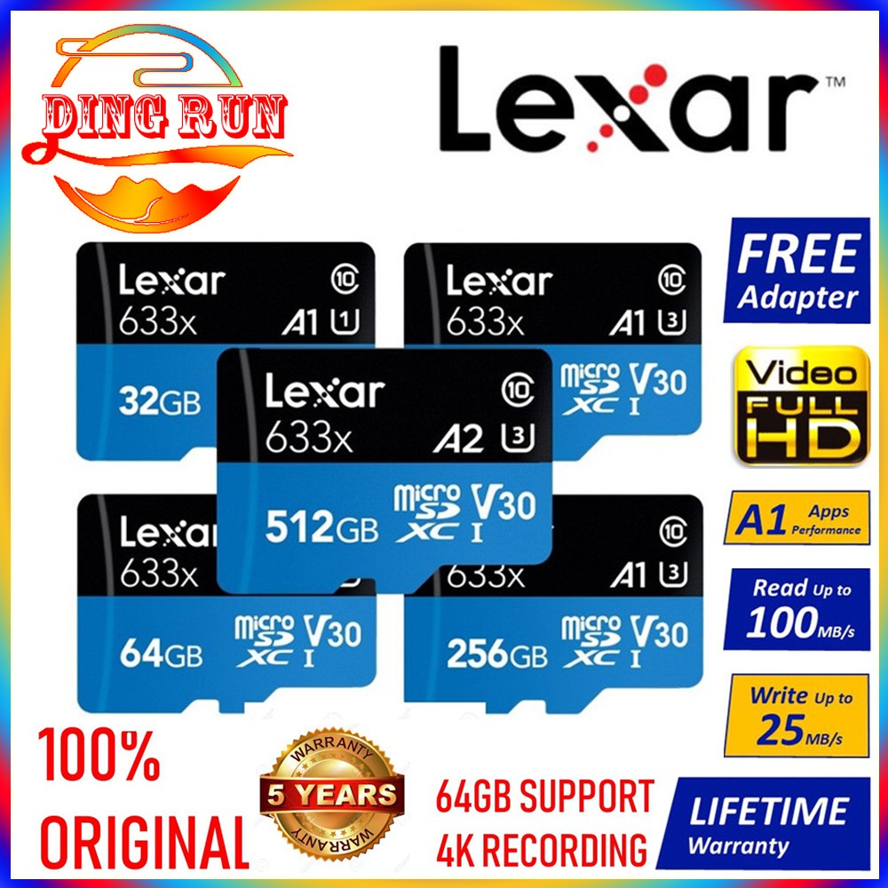Lexar MICRO SD Card Memory Card Class 10 Memory Card Micro SD (512GB/256GB/128GB/64GB/32GB/16GB)