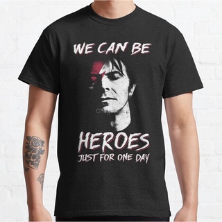 ใหม่ เสื้อยืดลําลอง แขนสั้น พิมพ์ลาย We can be heroes david bowie smoking ของขวัญ สไตล์วินเทจ แฟชั่นสําหรับผู้ชาย และผู้