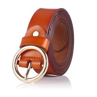 เข็มขัดผู้หญิงไซน์ หัวเข็มขัดสีทอง หนังแท้ Womens fashion belt casual belt