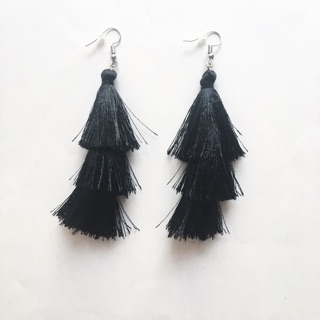 primark ต่างหูแท้ Tassle earrings -super black