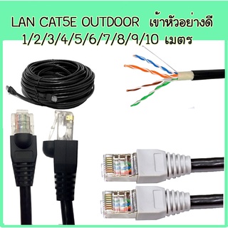 สายแลน ภายนอก CAT5Eเข้าหัว RJ45 อย่างดี  พร้อมใช้งาน ยาว 1 - 8 เมตร ทดสอบผ่านทุกเส้น Out door lan cable