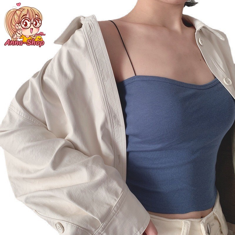 เสื้อผ้าสายเดี่ยวแฟชั่นผู้หญิง มาใหม่ ผ้าร่อง ฟองน้ำถอดได้ งานเซ็กซี่ A88 - รูปที่ 4