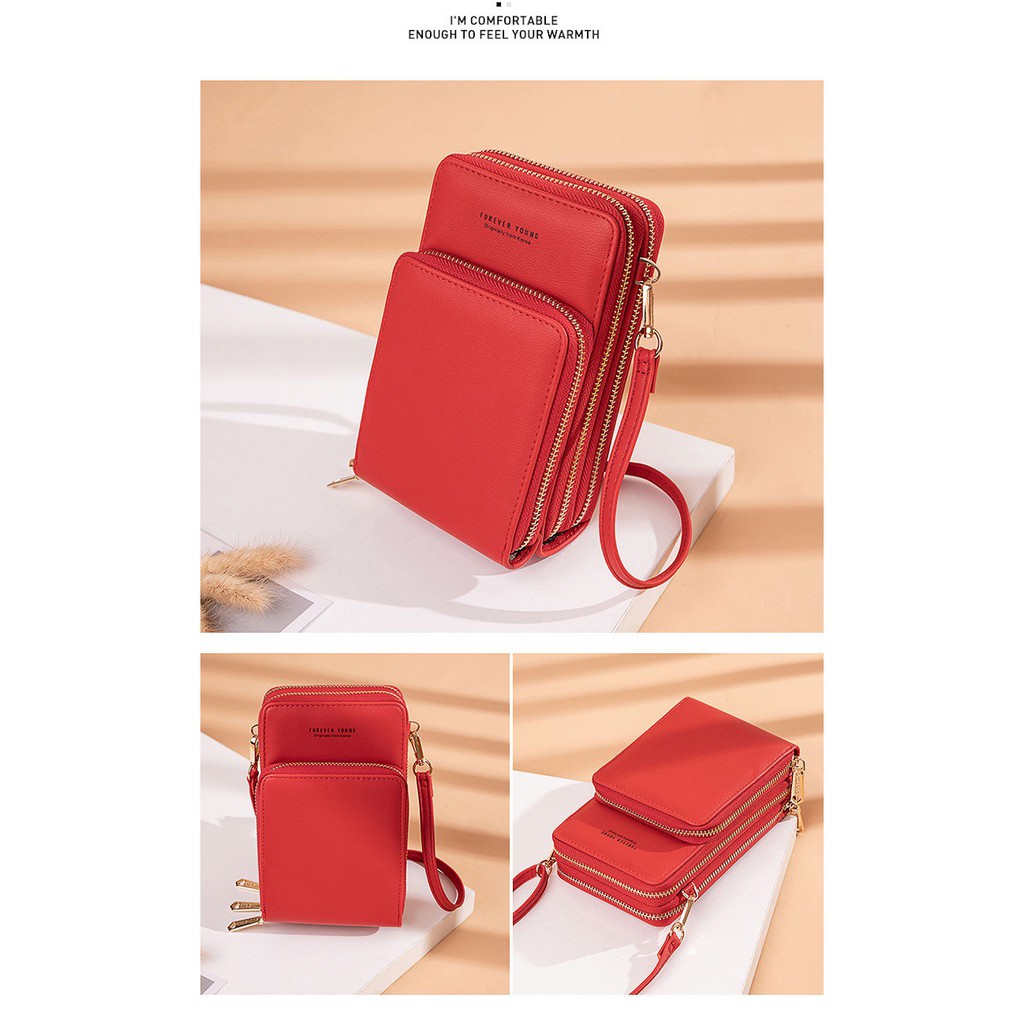 9044 กระเป๋าสะพายข้างผู้หญิง Forever youngพร้อมส่ง ในไทย แฟชั่นเกาหลี ใส่โทรศัพท์ สะพานไหล่ หนังพียู ปรับสายได้