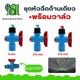 หัวฉีดน้ำ พร้อมวาล์ว หัวฉีดด้านเดียวเกลียวใน 1/2" +วาล์ว 4 หุน หมุนปรับทิศทางได้ มินิสปริงเกอร์ วาล์วเกษตร Greencentral