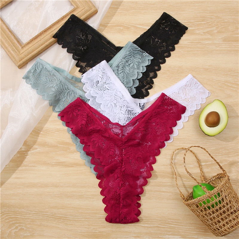 Allofme ผู้หญิงกางเกงชั้นในลูกไม้เซ็กซี่เอวสูง Thongs