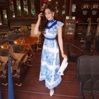 TW5141 Maxi Dress พิมพ์ลาย