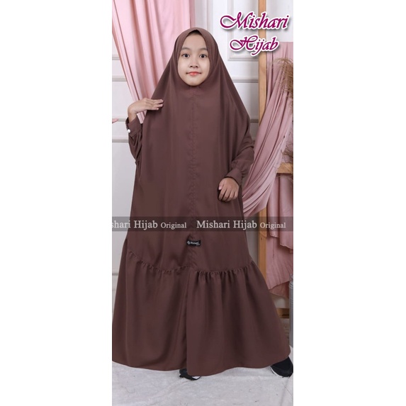 Mishari Long Khimar Children & 39;s Overhead Instant Hijab Children & 39;s Jumbo Sleeve Floor Hijab 