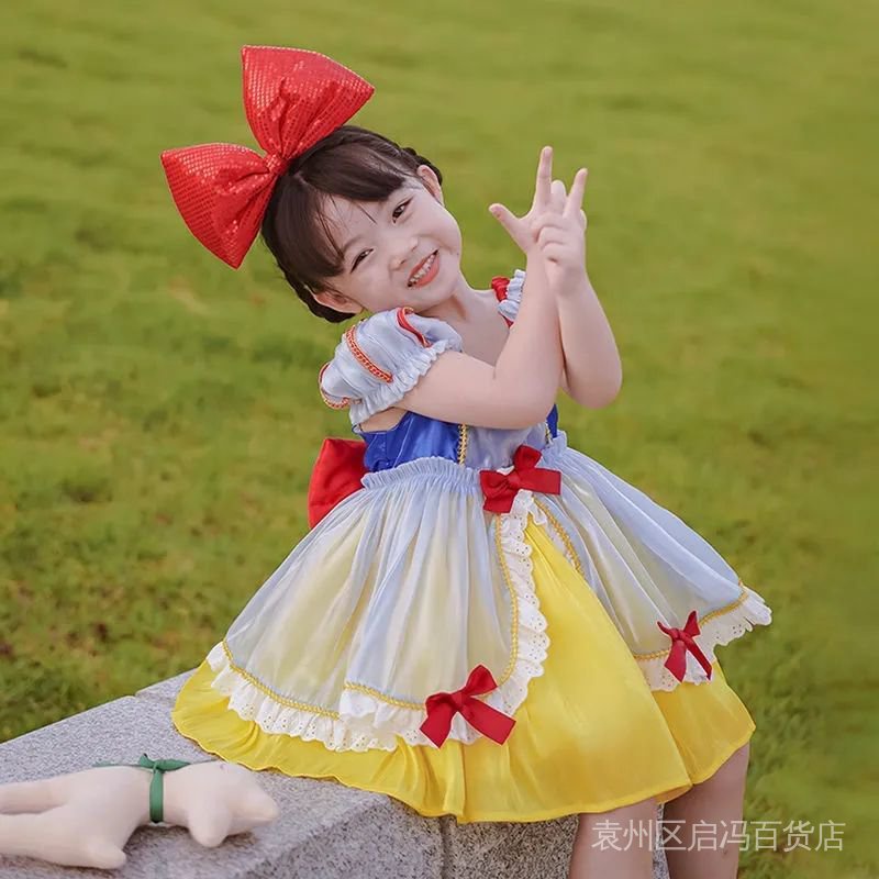 ชุดเดรสกระโปรง แขนพัฟ ผ้ากอซ สีขาว แฟชั่นฤดูร้อน สําหรับเด็กผู้หญิง