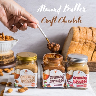 เนยถั่วอัลมอนด์งอก 100% Crunchy Sprouted Almond Butter, Craft Chocolate