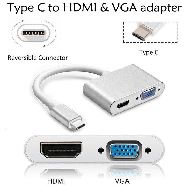 3in1 USB 3.1 Type C to HDMI+VGA Female Adapter #1