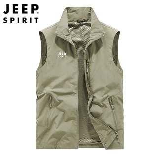 Jeep SPIRIT เสื้อกั๊ก แบบหนา บาง คอปกตั้ง สําหรับผู้ชาย