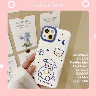 [พร้อมส่ง] เคสโทรศัพท์มือถือหนัง ลายการ์ตูนแกะ สําหรับ Apple iPhone 14 13 12 11 PROMAX XS XR XSMAX SE2020 6 7 8PLUS MINI