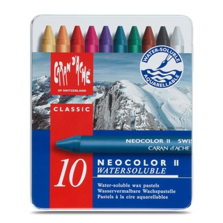 Caran d’arche(คารันดาช) NEOCOLOR® II สีแท่งระบายน้ำ 10 สี กล่องโลหะ #7500.310