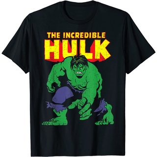 ผ้าฝ้ายคอกลมเสื้อยืด พิมพ์ลาย Marvel Clic The Incredible Hulk Distressed Portrait สําหรับผู้ชาย และผู้หญิง เสื้อเชิ้ตผู้