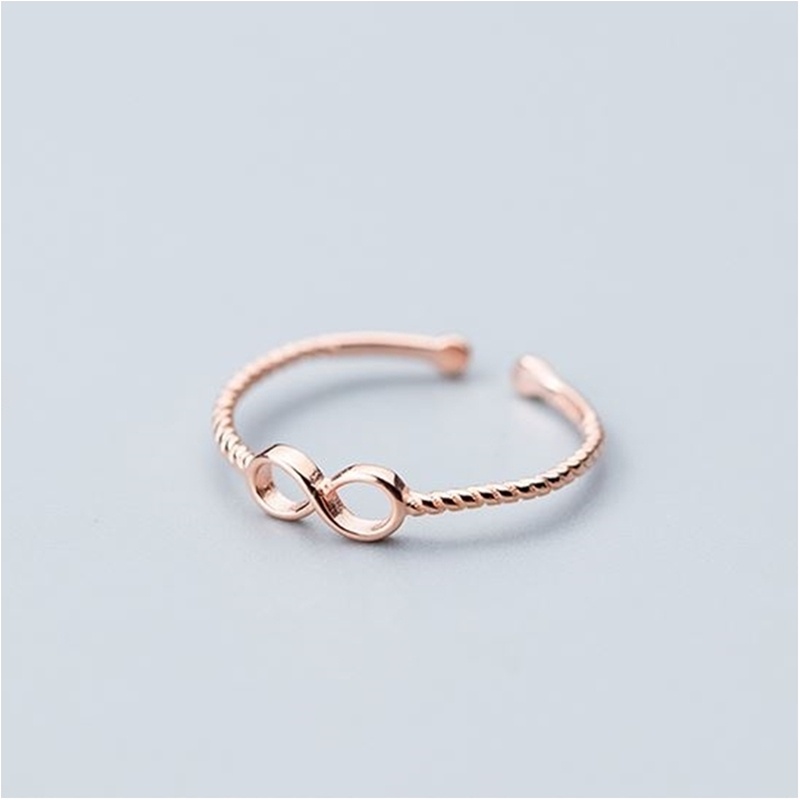 แหวนเงินแท้ 92.5% Infinity (Mini) RGS-028  อินฟินิตี้ สีเงิน และสีโรสโกลด์ ปรับขนาดได้ ราคา ถูกที่สุด ดีลบีเคเค แกลเลอรีภาพที่ 6