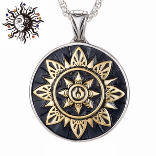 Sun God Helios Lucky Charms Titanium Necklace Pendant